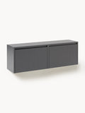 Shea Wall-Mounted Shoe Cabinet with Folding Compartments and Fluted Front — Taupe