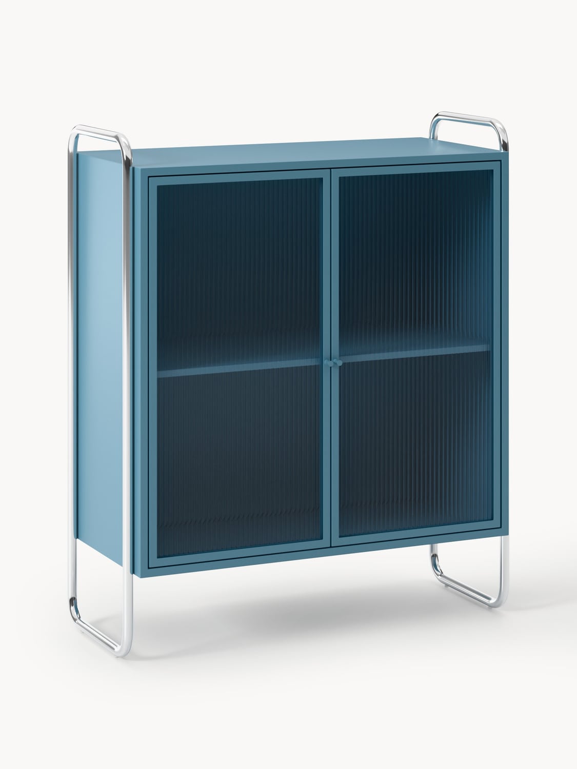 Robyn Metal-Display Cabinet with Glass-Front — Navy
