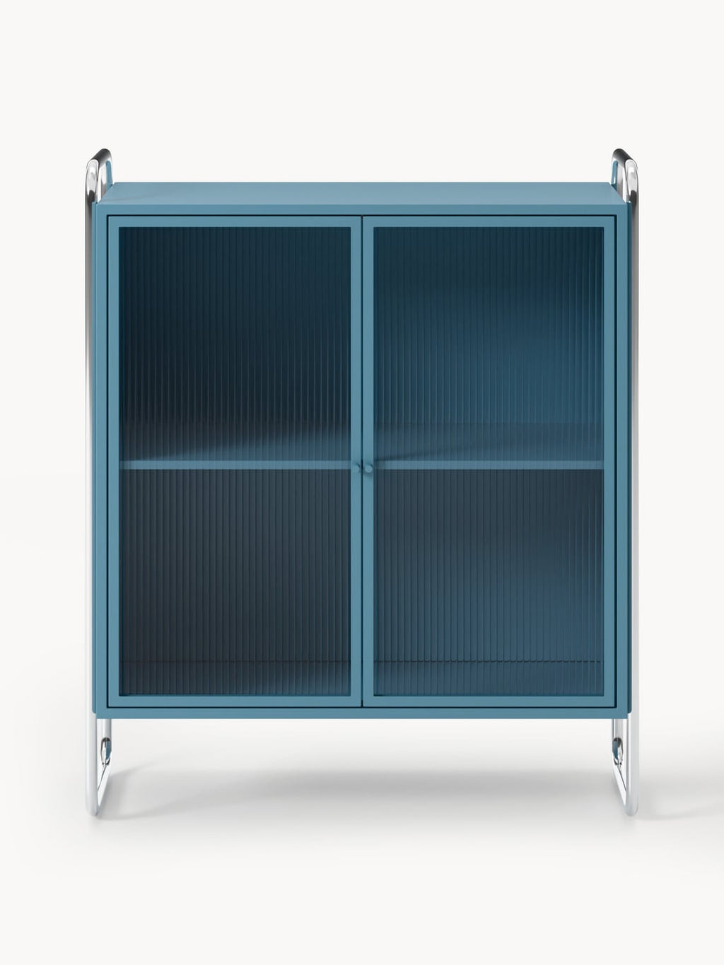 Robyn Metal-Display Cabinet with Glass-Front — Navy