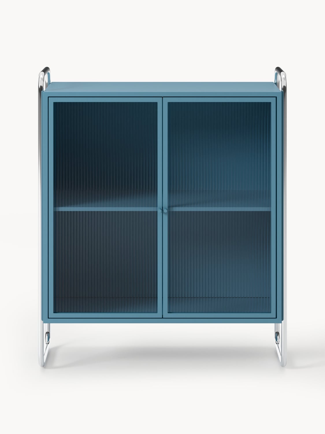 Robyn Metal-Display Cabinet with Glass-Front — Navy