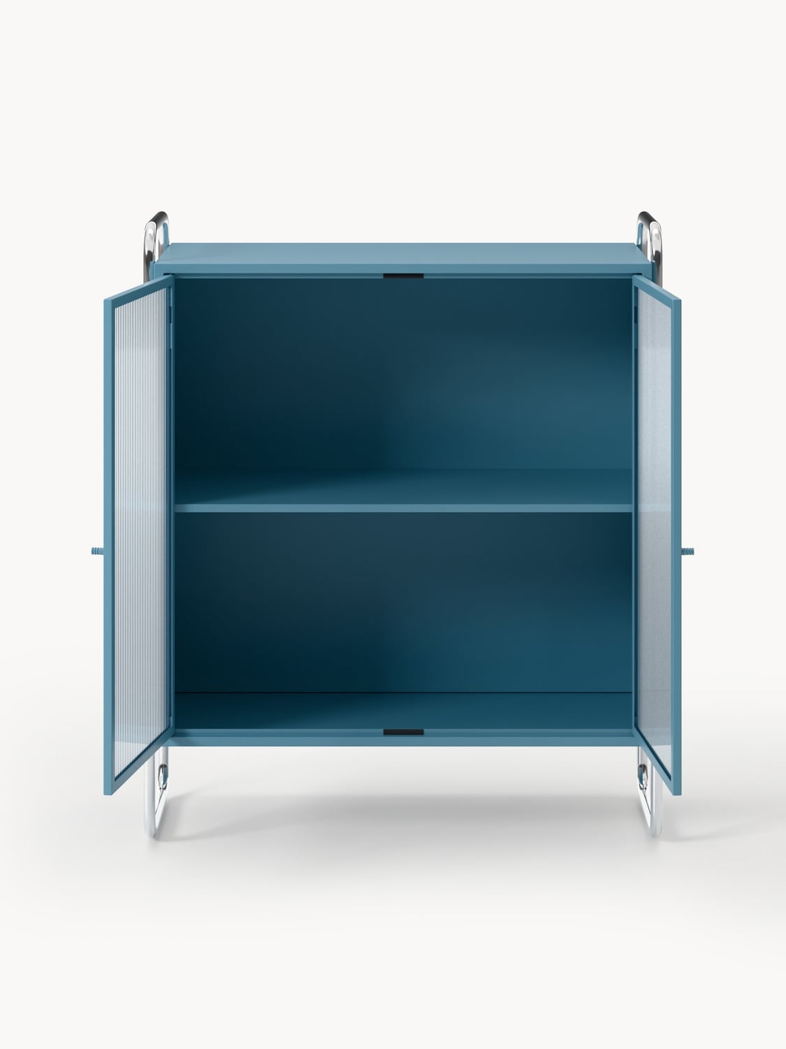 Robyn Metal-Display Cabinet with Glass-Front — Navy