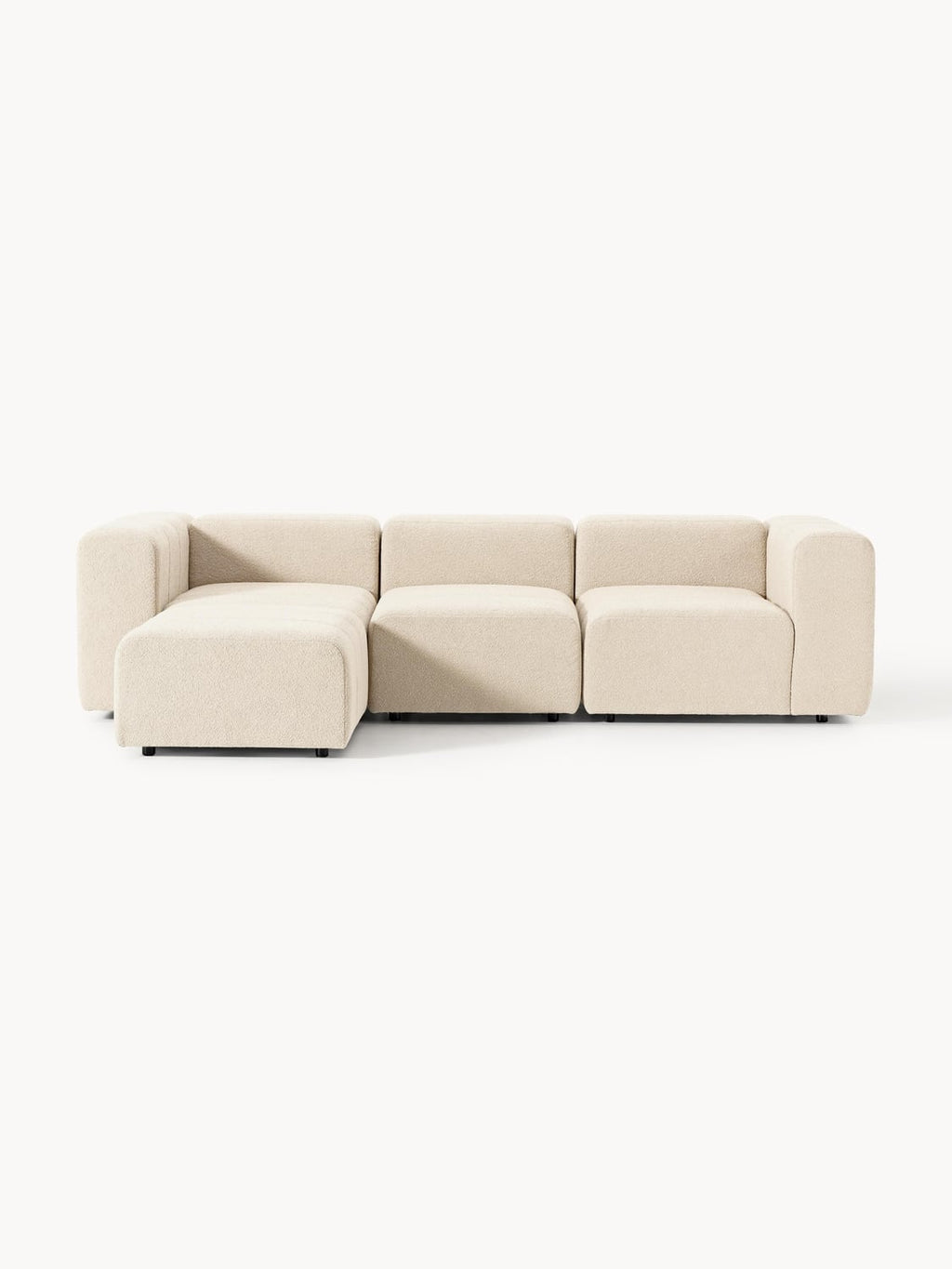 Lena Modular Bouclé Sofa (4-seater) with Ottoman (left/right) — Beige