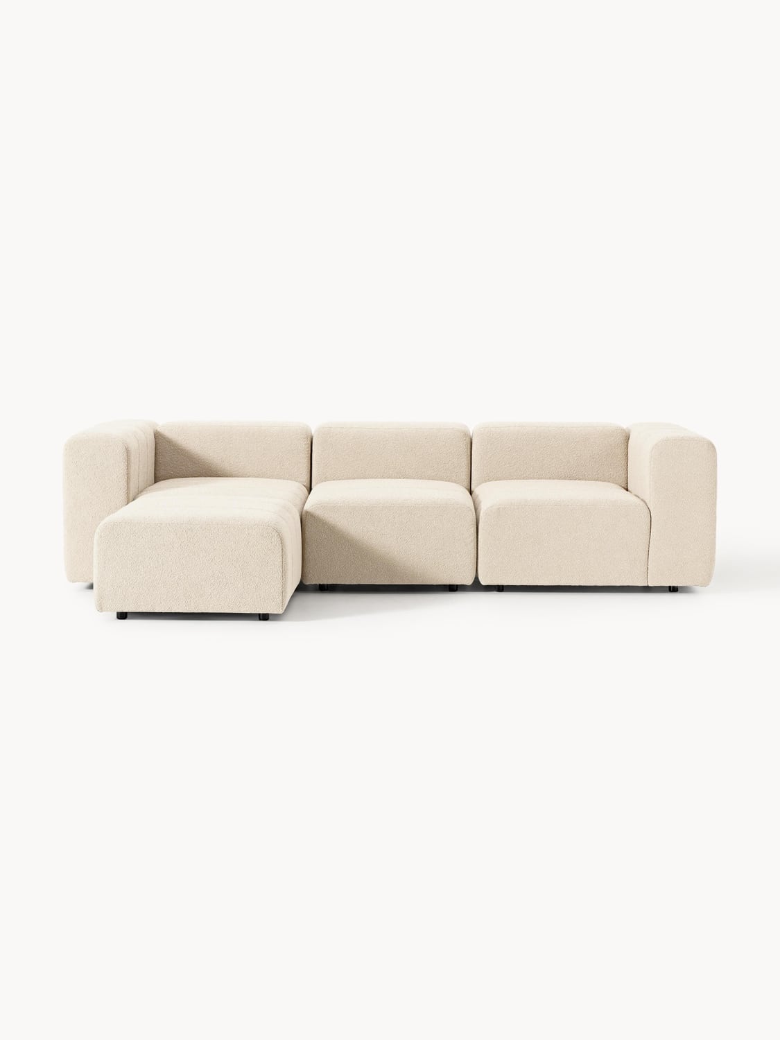 Lena Modular Bouclé Sofa (4-seater) with Ottoman (left/right) — Beige