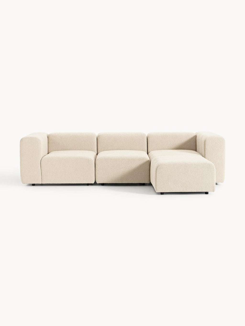 Lena Modular Bouclé Sofa (4-seater) with Ottoman (left/right) — Beige