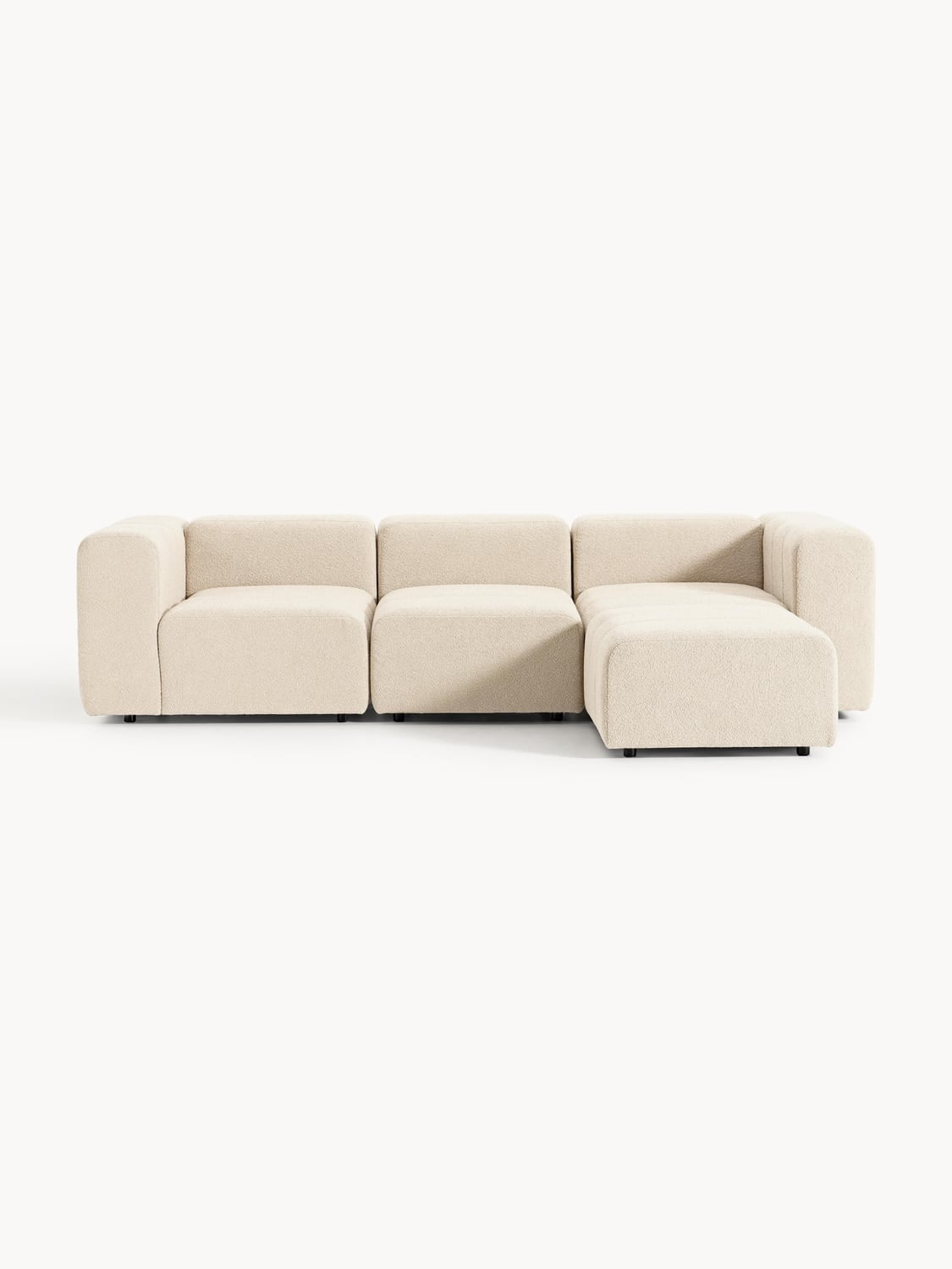 Lena Modular Bouclé Sofa (4-seater) with Ottoman (left/right) — Beige