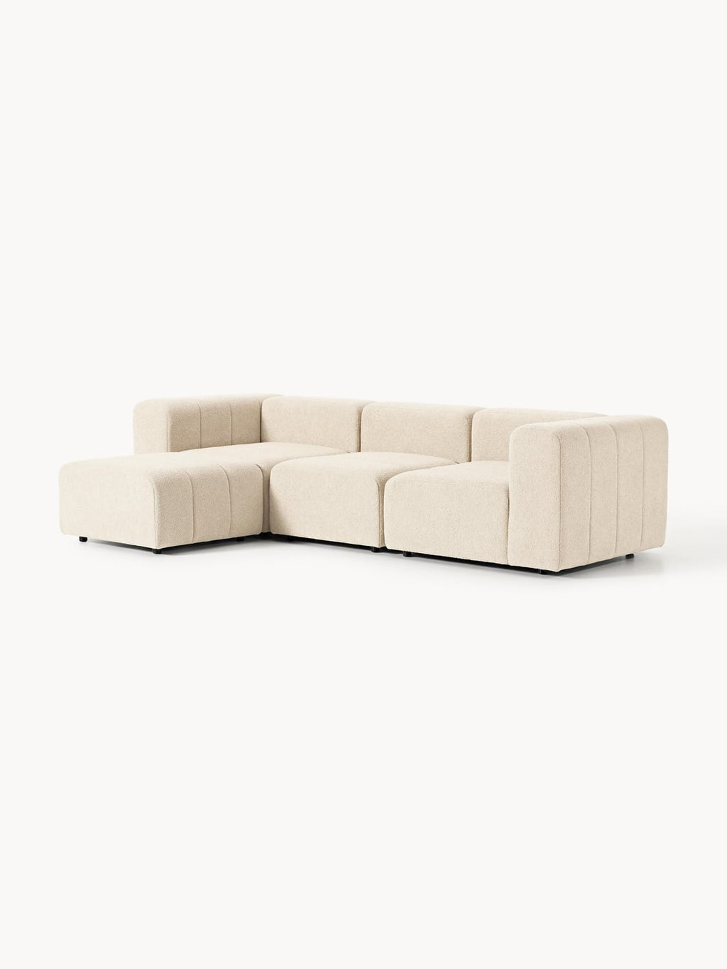 Lena Modular Bouclé Sofa (4-seater) with Ottoman (left/right) — Beige