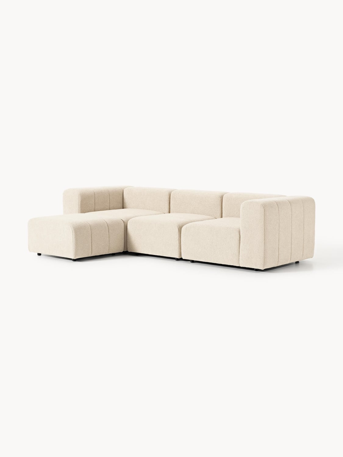 Lena Modular Bouclé Sofa (4-seater) with Ottoman (left/right) — Beige