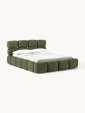 Tayla Upholstered Bed in Teddy Bouclé — Olive