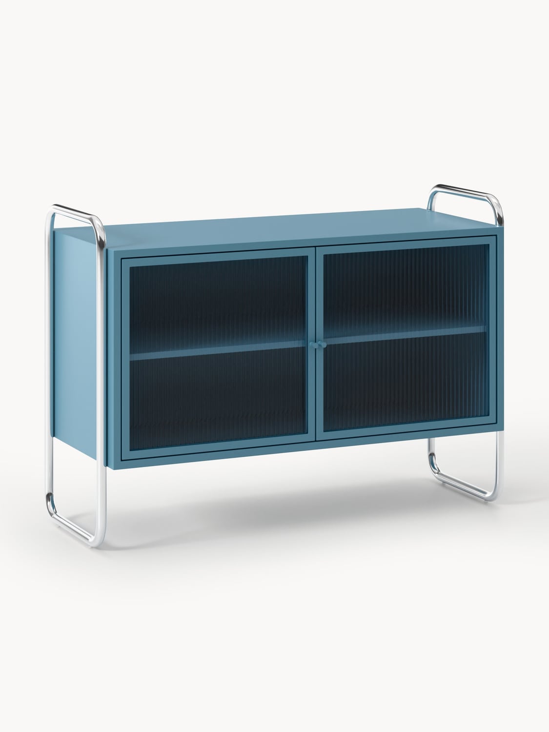 Robyn Metal-Sideboard with Glass-Front — Slate Grey