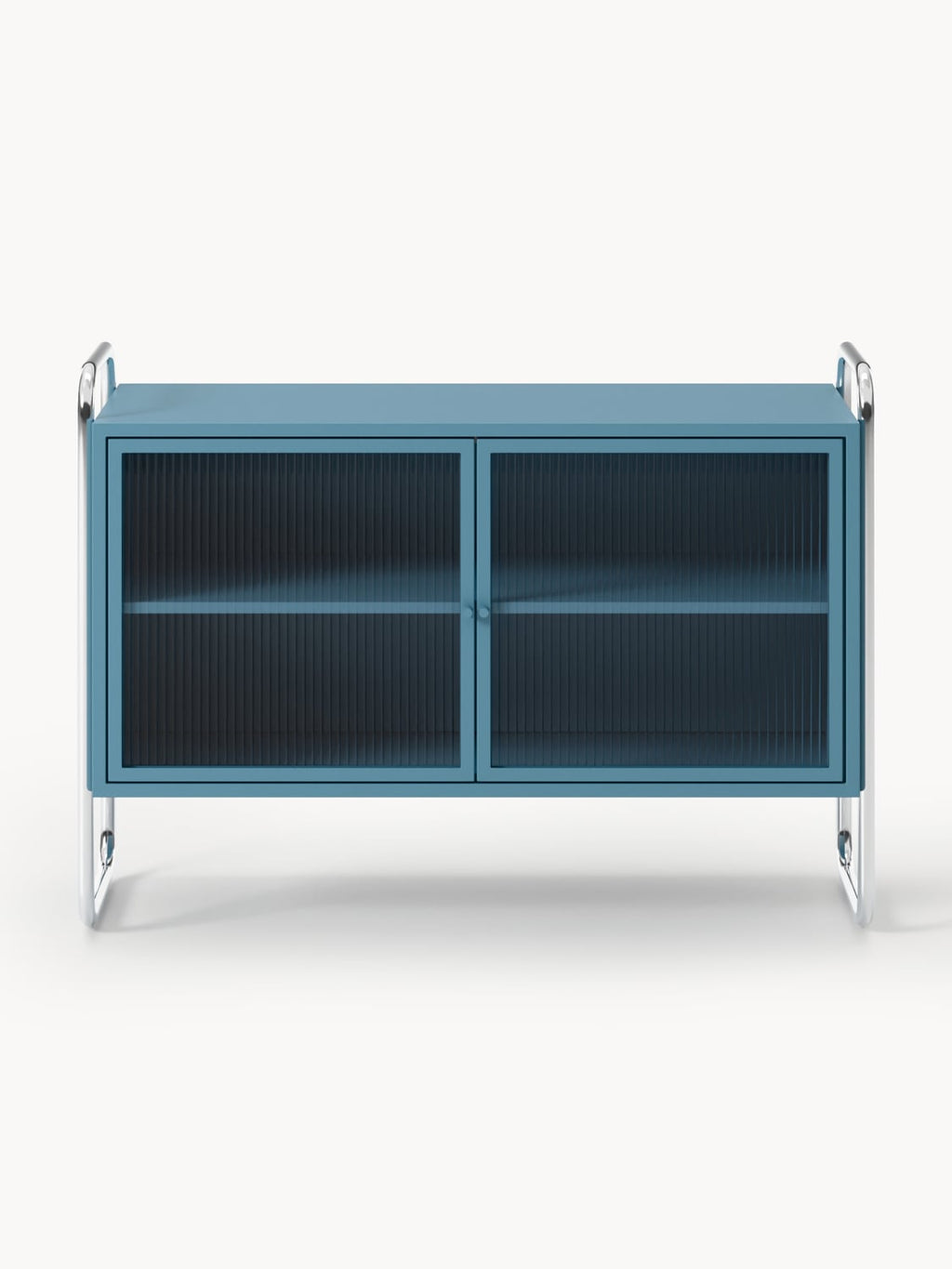 Robyn Metal-Sideboard with Glass-Front — Slate Grey