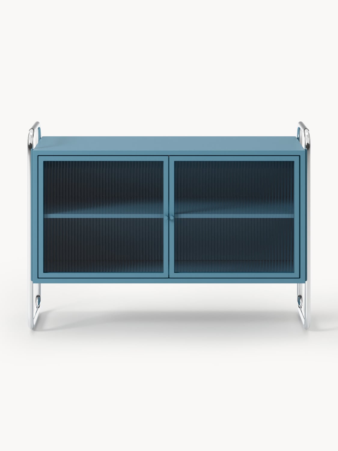 Robyn Metal-Sideboard with Glass-Front — Slate Grey