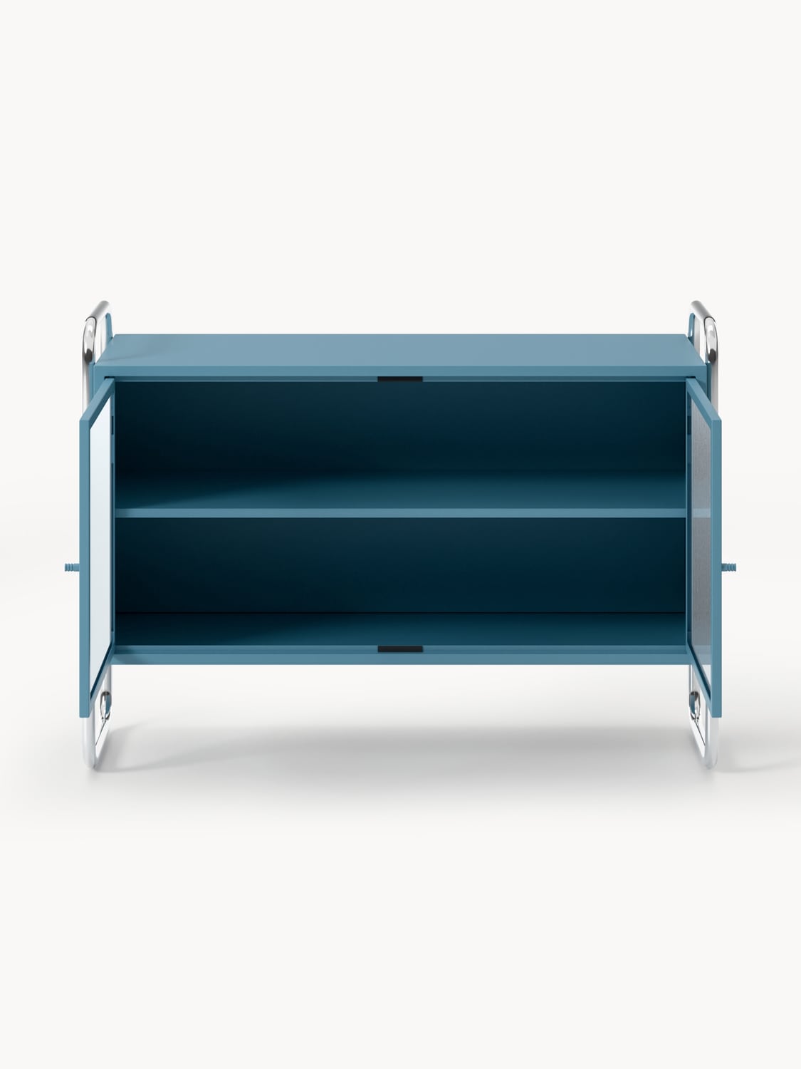Robyn Metal-Sideboard with Glass-Front — Slate Grey