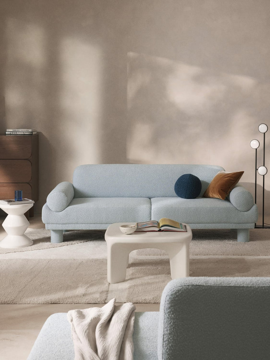 Lilo Bouclé Sofa (3-seater) — Pearl Grey