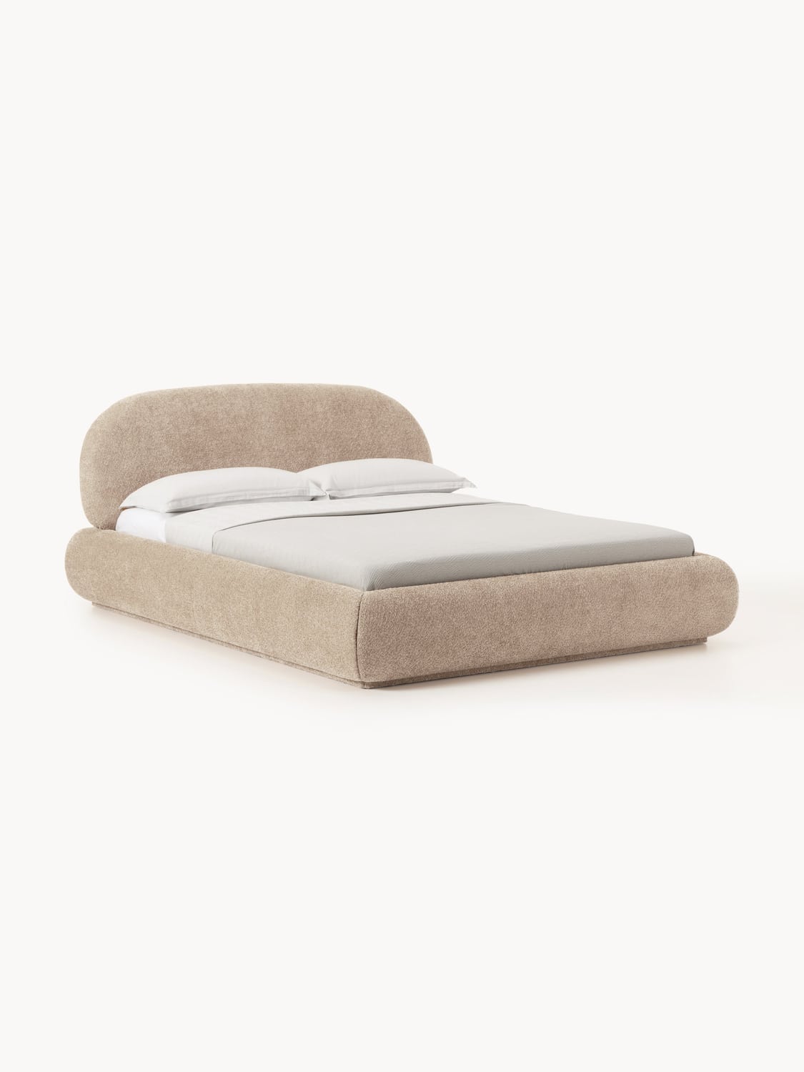 Alba Upholstered Bed in Teddy Bouclé — Oatmeal