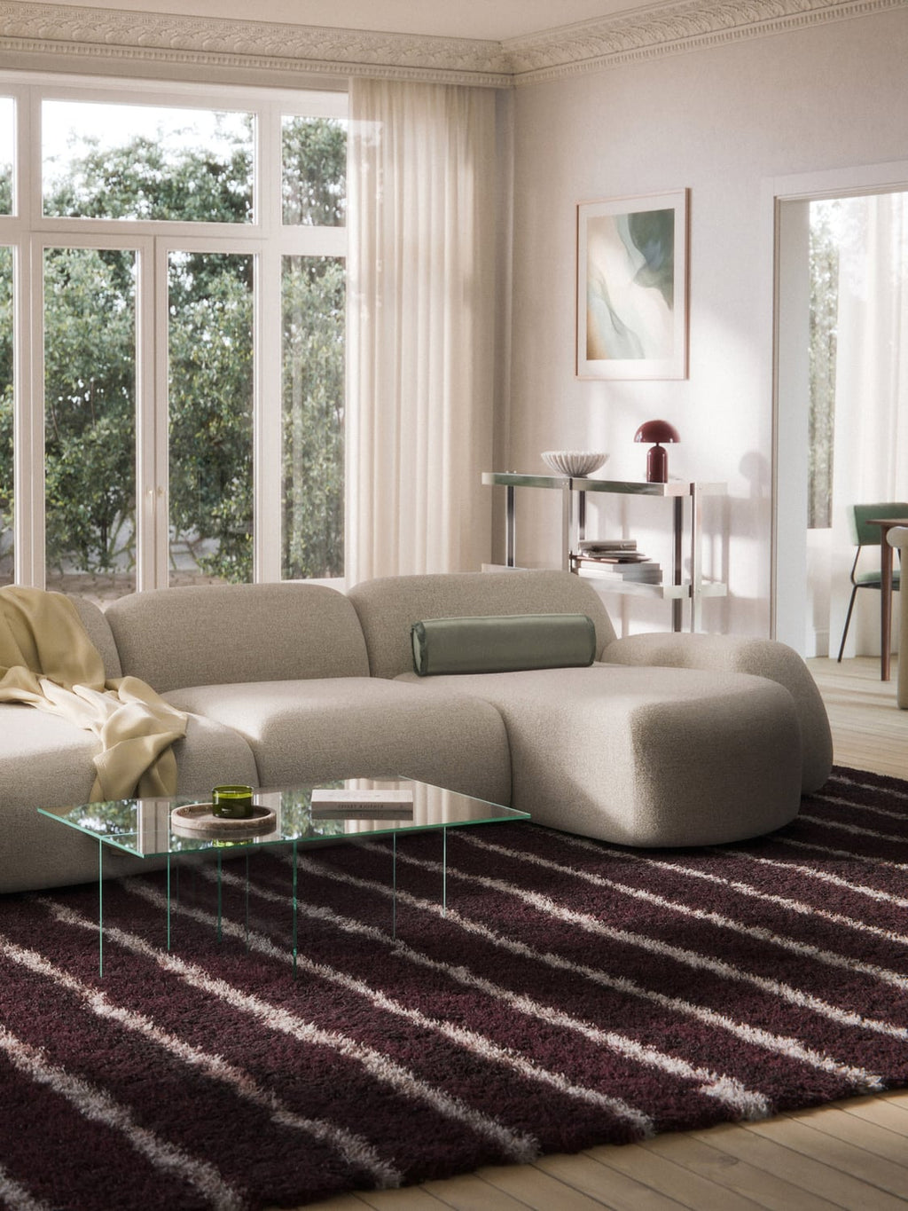 Wolke Bouclé-Chaise-Corner Module — Off-White