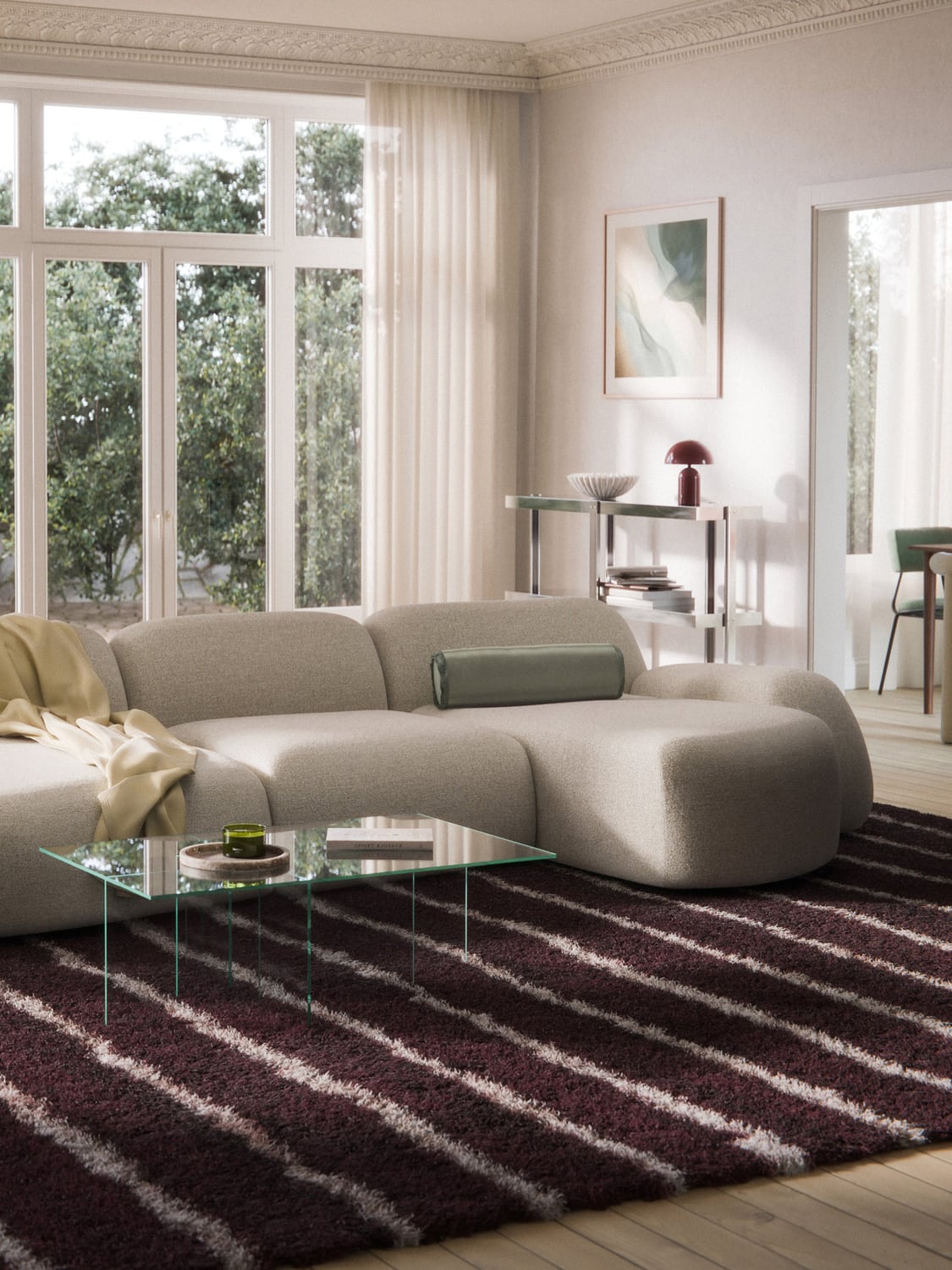 Wolke Bouclé-Chaise-Corner Module — Off-White