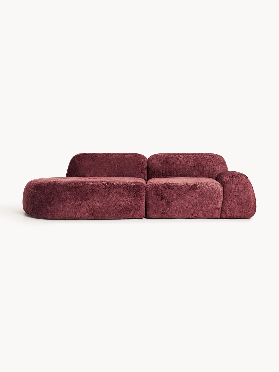 Wolke Modular Teddy Bouclé-Chaise (3-seater) — Brown