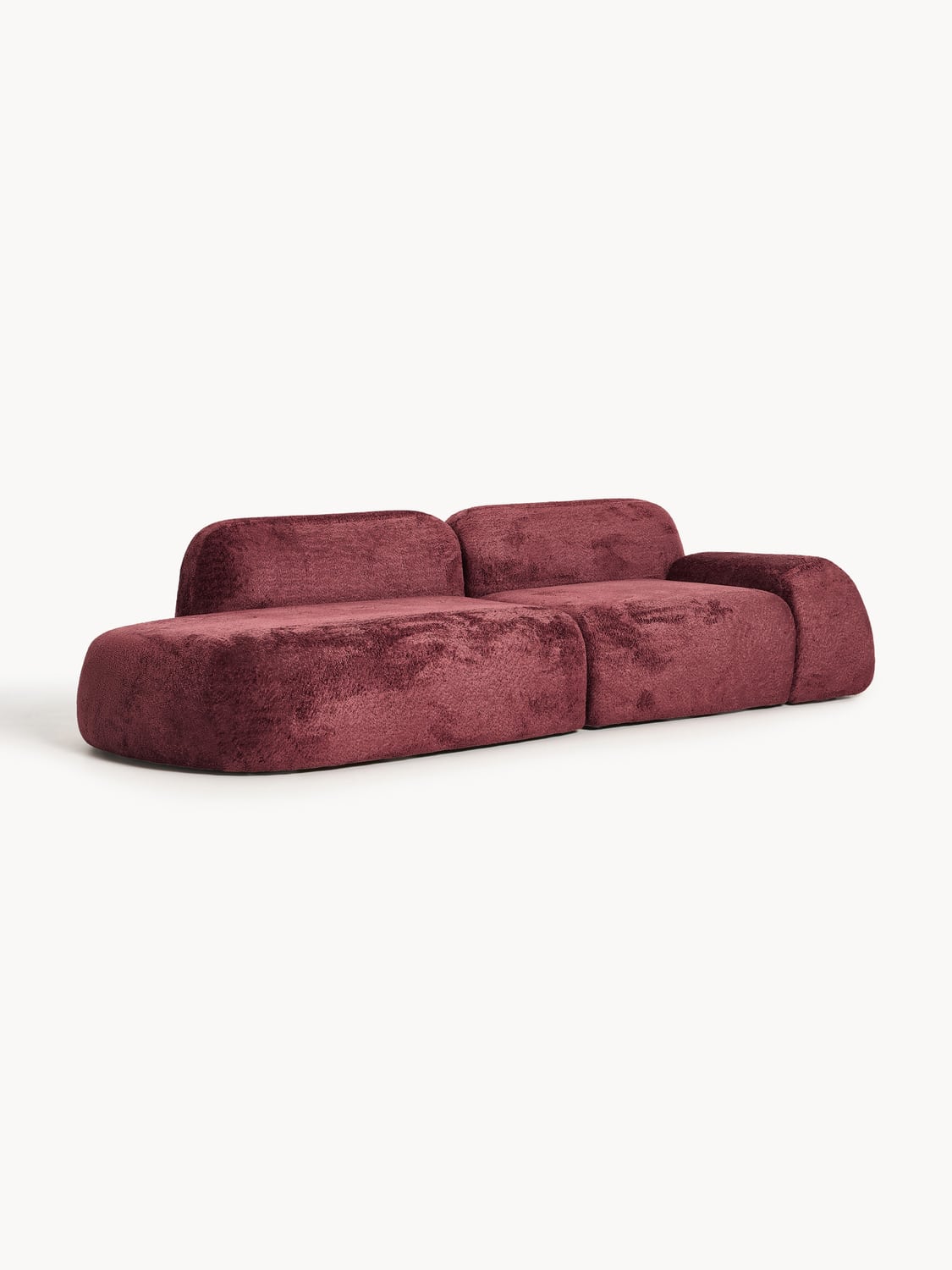Wolke Modular Teddy Bouclé-Chaise (3-seater) — Brown
