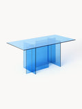 Anouk Dining Table in Glass, 180 x 90 cm — Light Blue