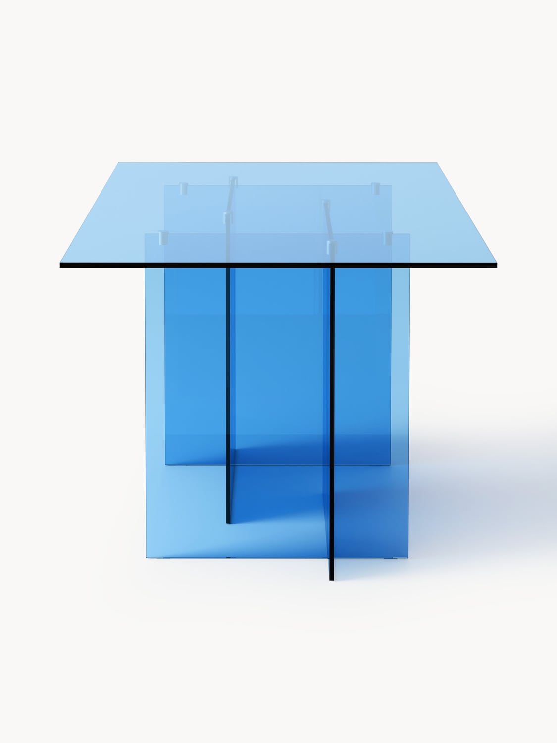 Anouk Dining Table in Glass, 180 x 90 cm — Light Blue