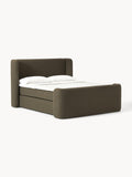 Perla Bouclé-Box-Spring Bed — Dark Grey