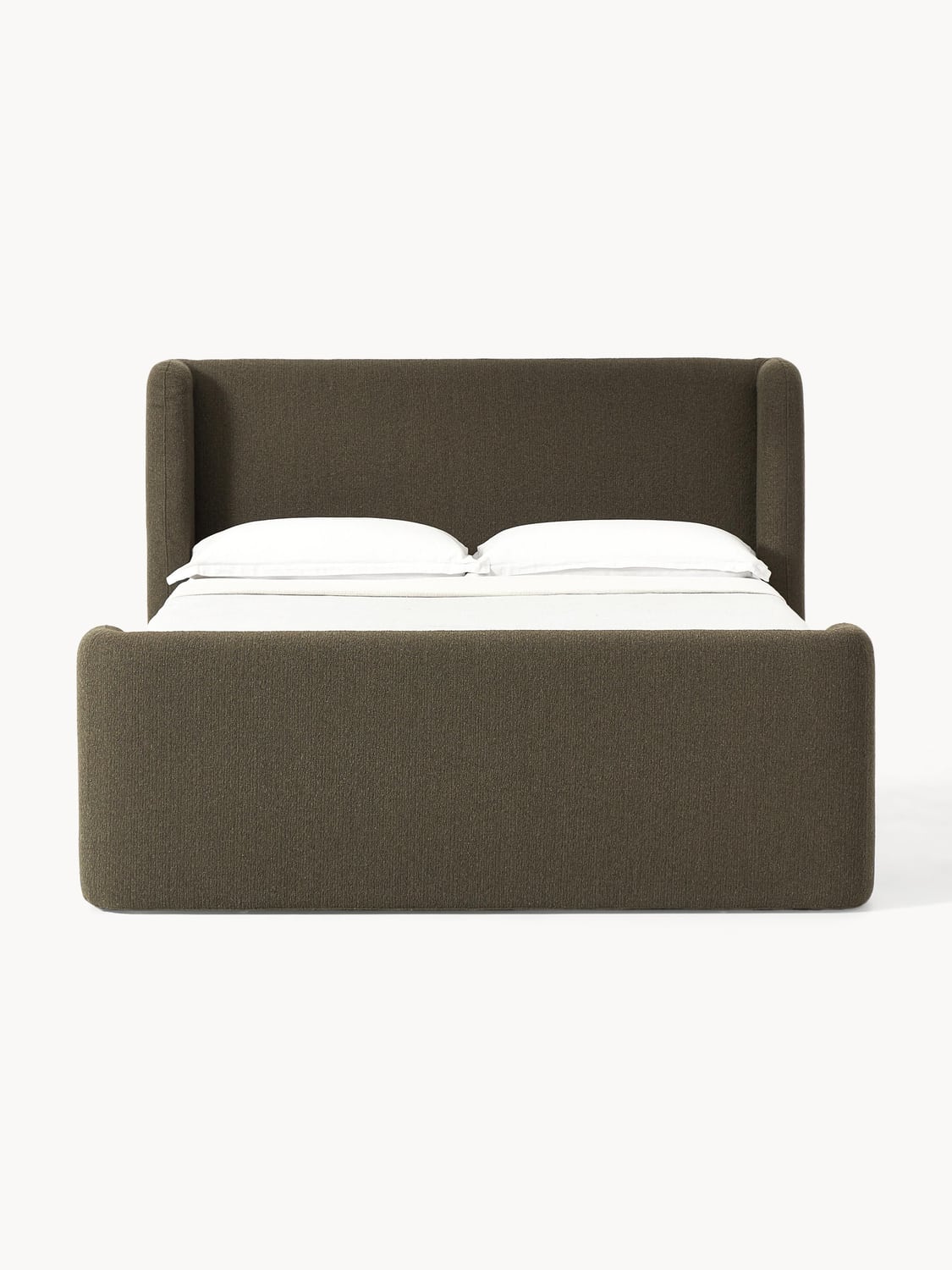 Perla Bouclé-Box-Spring Bed — Dark Grey