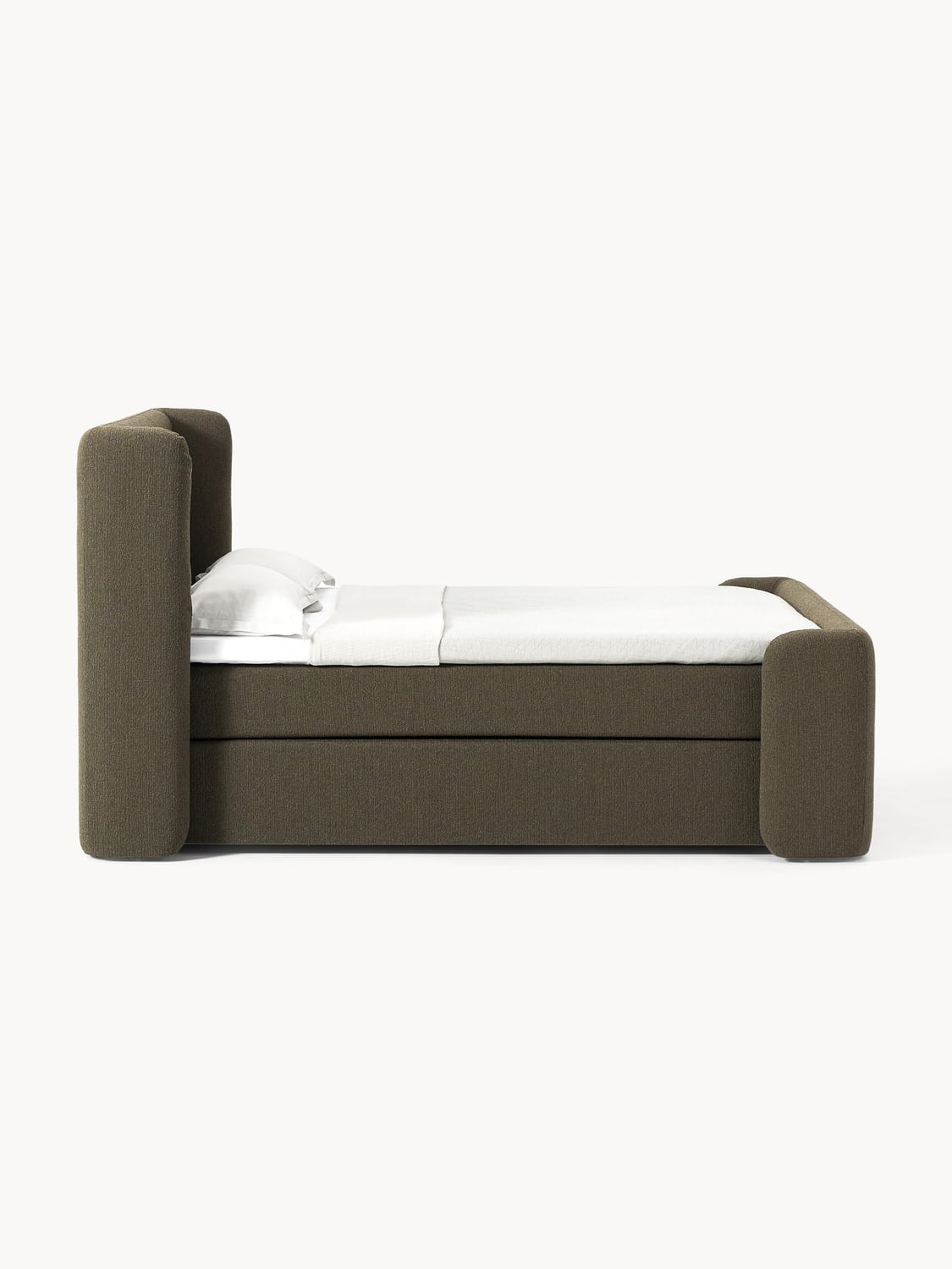 Perla Bouclé-Box-Spring Bed — Dark Grey