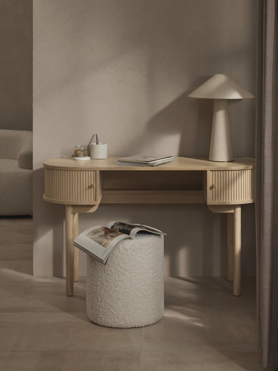 Calary Desk with Fluted Front — Sand