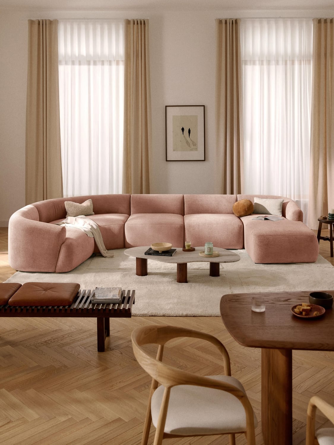 Sofia Modular XL Sofa — Dusty Pink