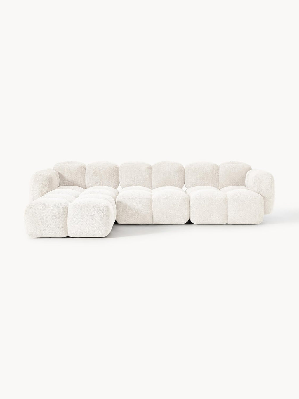 Tayla Modular Sofa (4-seater) in Teddy Bouclé with Ottoman (left/right) — Off-White