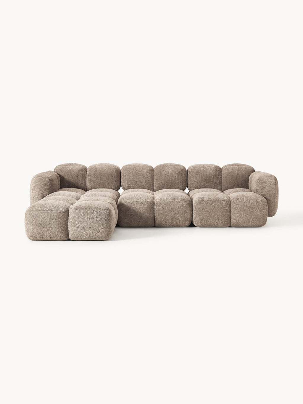 Tayla Modular Sofa (4-seater) in Teddy Bouclé with Ottoman (left/right) — Taupe