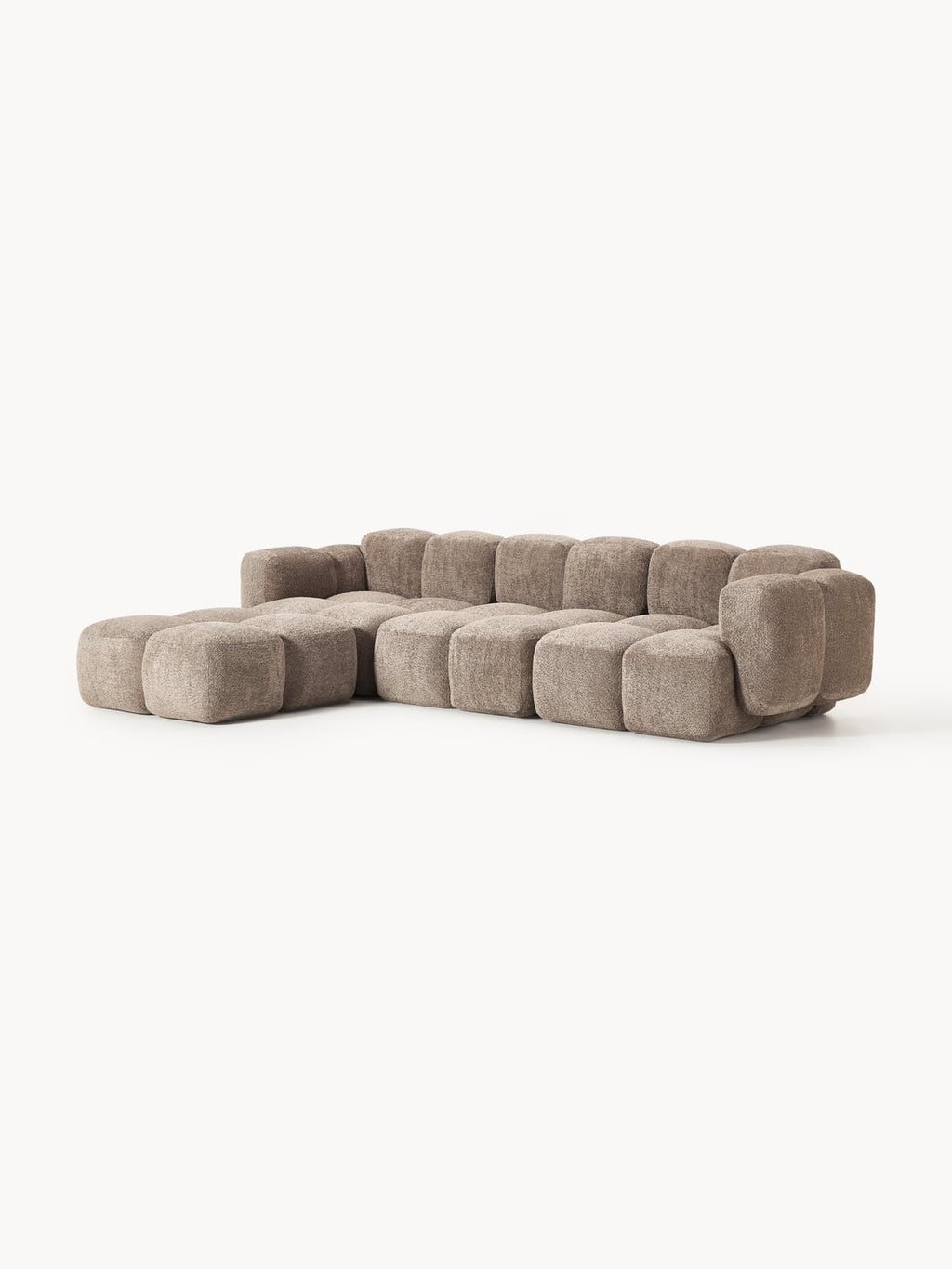 Tayla Modular Sofa (4-seater) in Teddy Bouclé with Ottoman (left/right) — Taupe