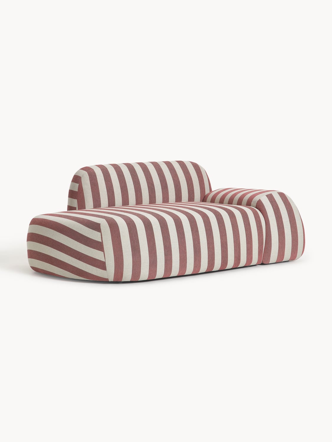Wolke Striped Sofa (2-seater) with Chaise Longue — Greige