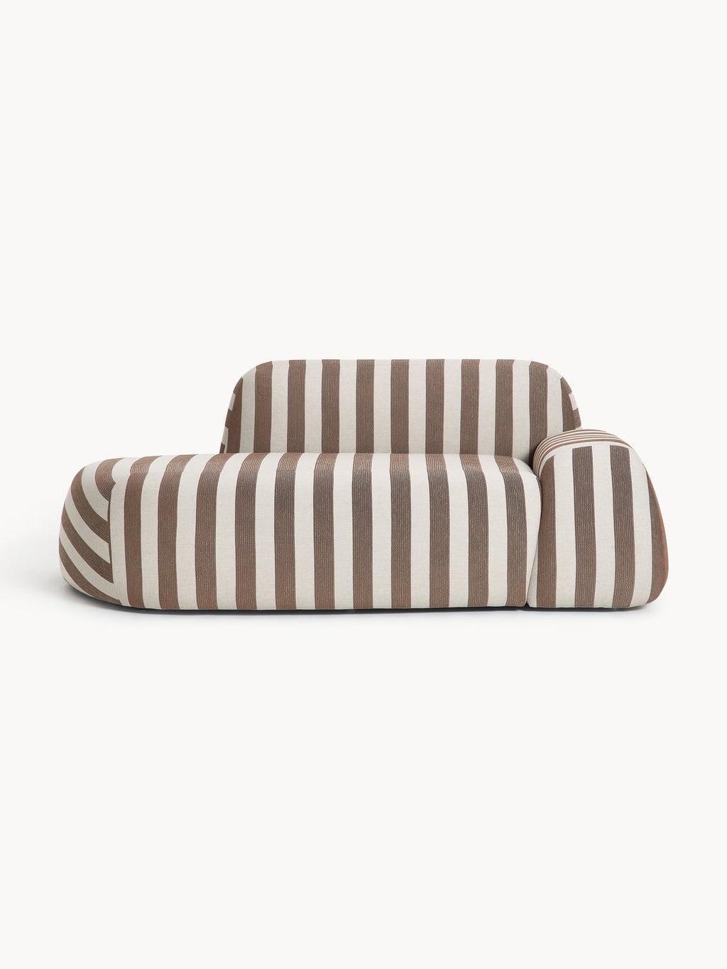 Wolke Striped Sofa (2-seater) with Chaise Longue — Stone Grey