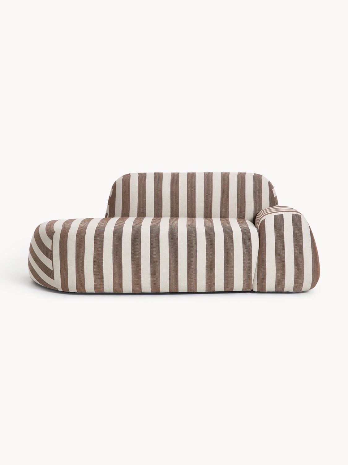 Wolke Striped Sofa (2-seater) with Chaise Longue — Stone Grey