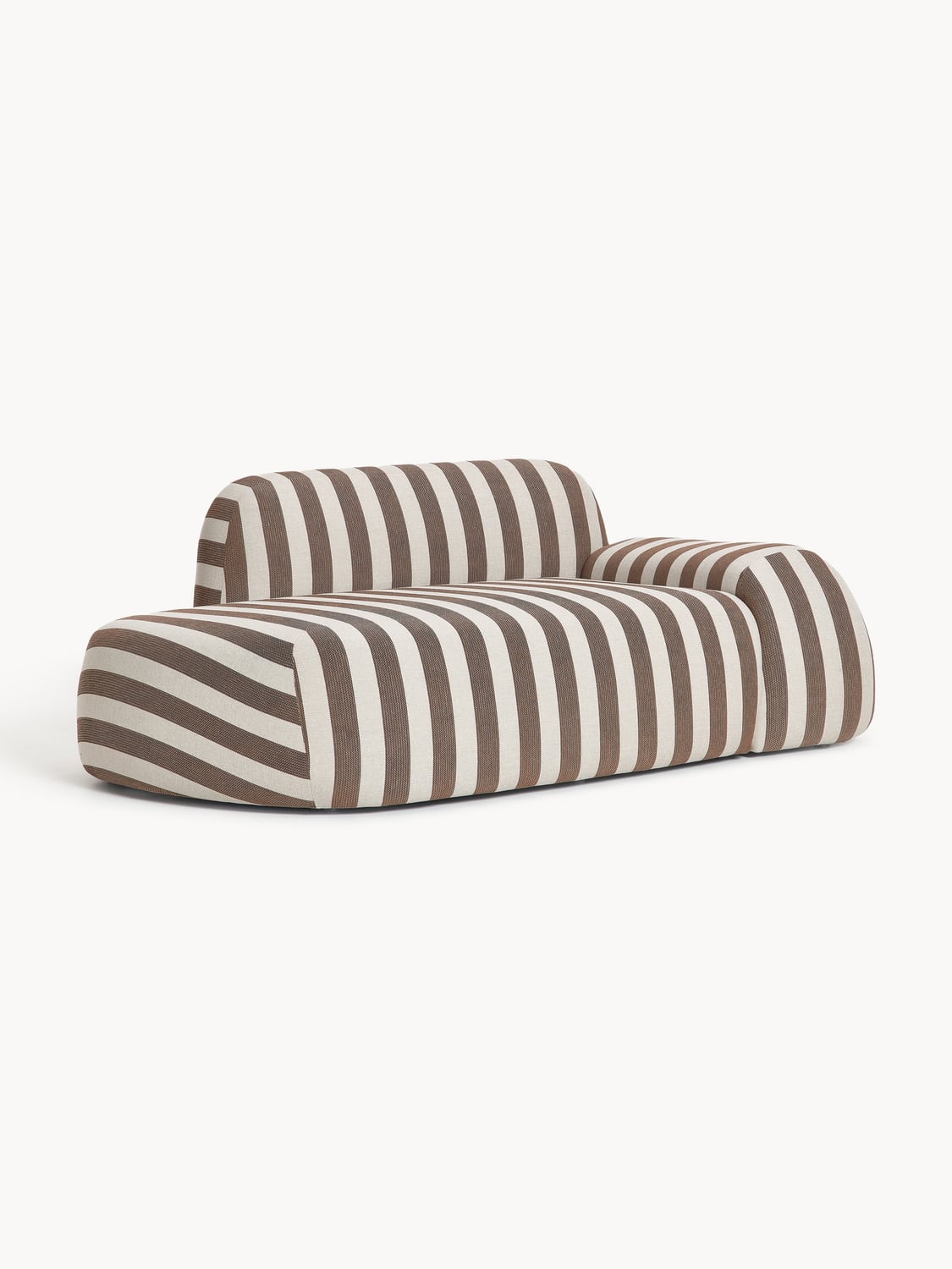 Wolke Striped Sofa (2-seater) with Chaise Longue — Stone Grey