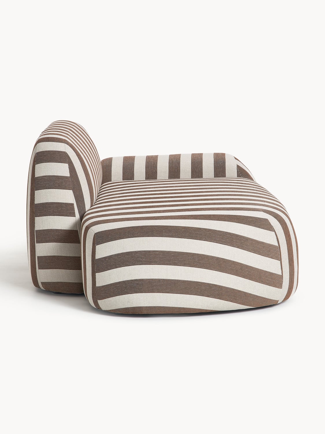 Wolke Striped Sofa (2-seater) with Chaise Longue — Stone Grey