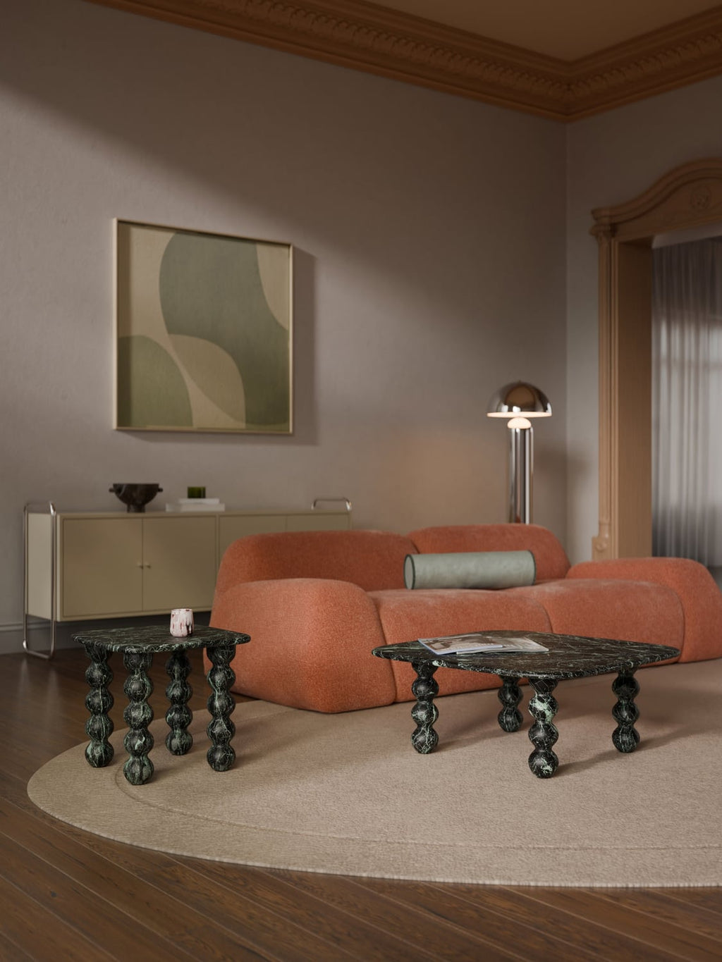 Lyndi Marble-Coffee Table — Taupe