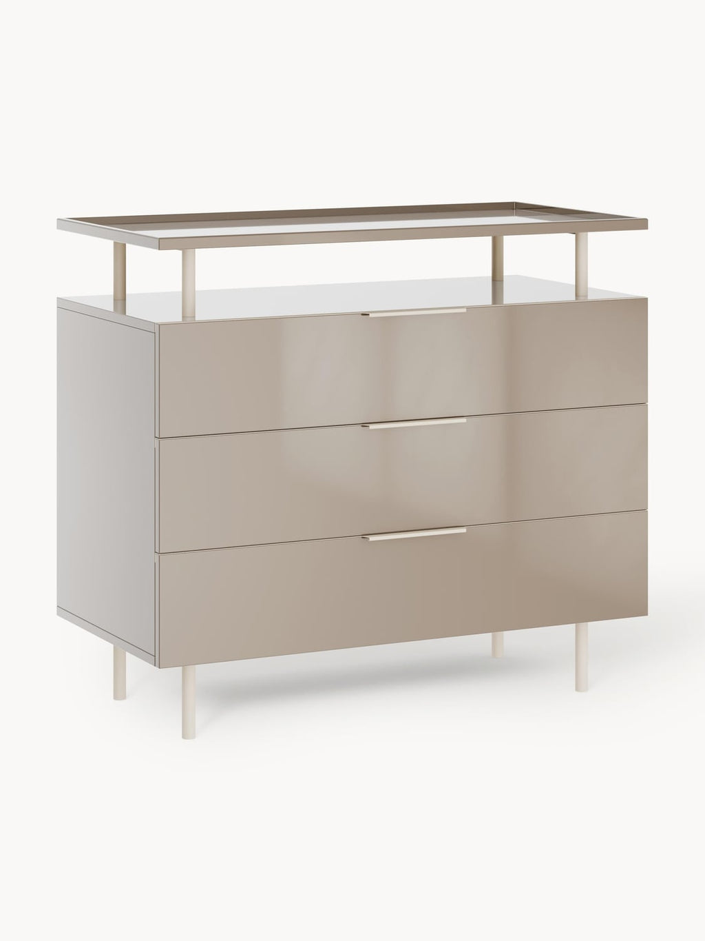 Lennie High-Gloss Chest of Drawers — Oatmeal