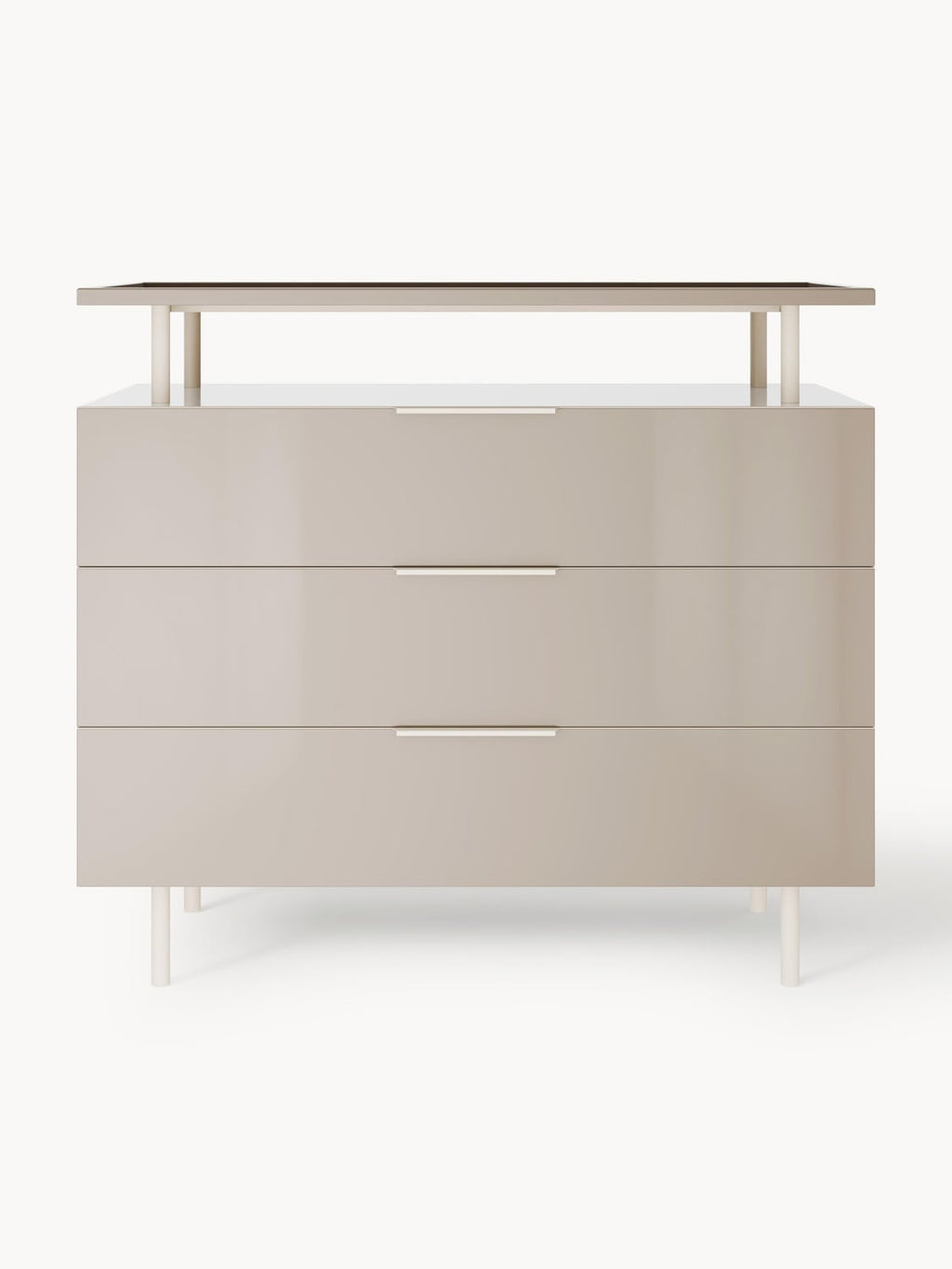 Lennie High-Gloss Chest of Drawers — Oatmeal