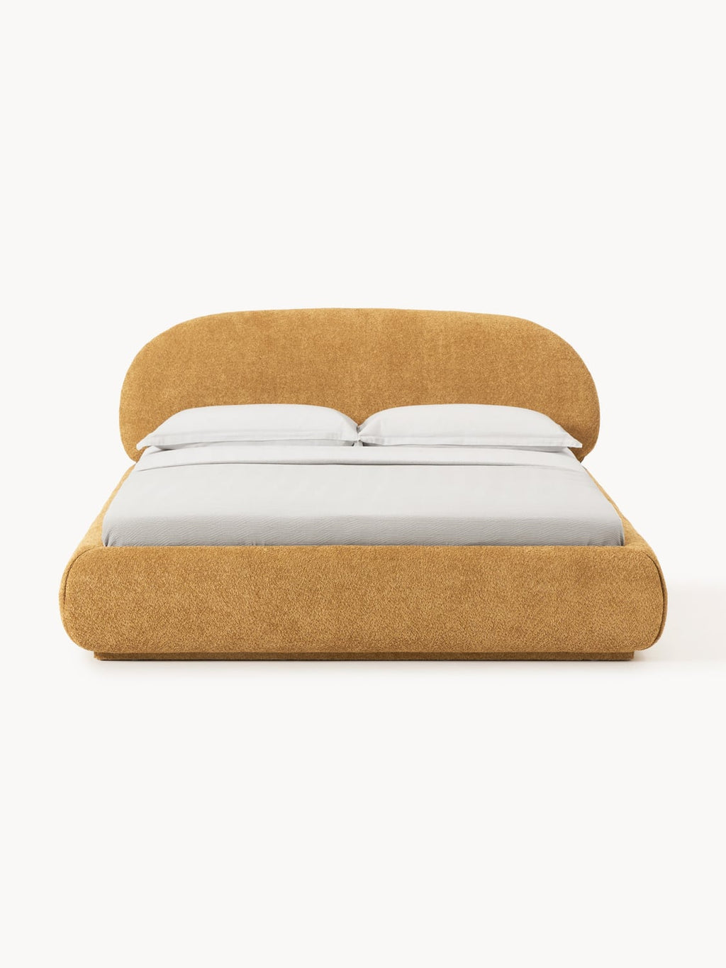 Alba Upholstered Bed in Teddy Bouclé with Storage — Warm Grey