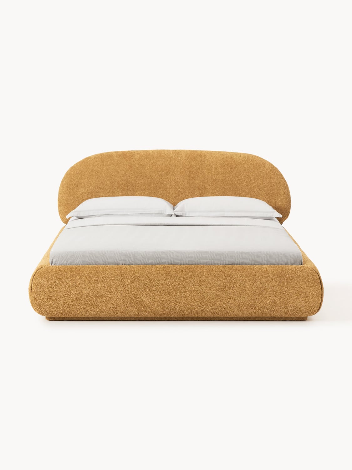 Alba Upholstered Bed in Teddy Bouclé with Storage — Warm Grey