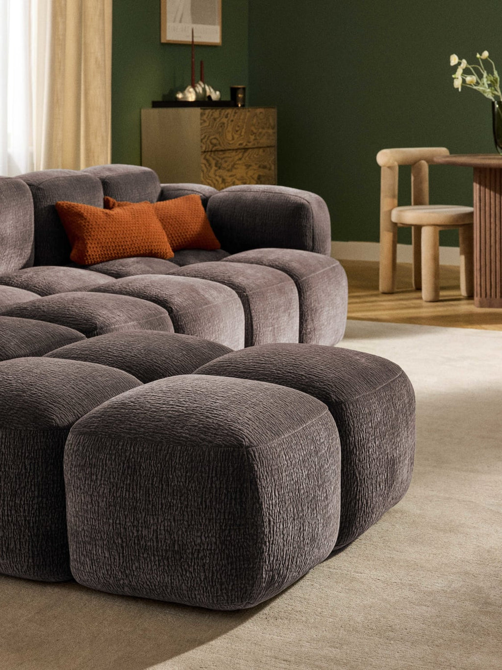 Tayla Sofa Ottoman — Dark Grey