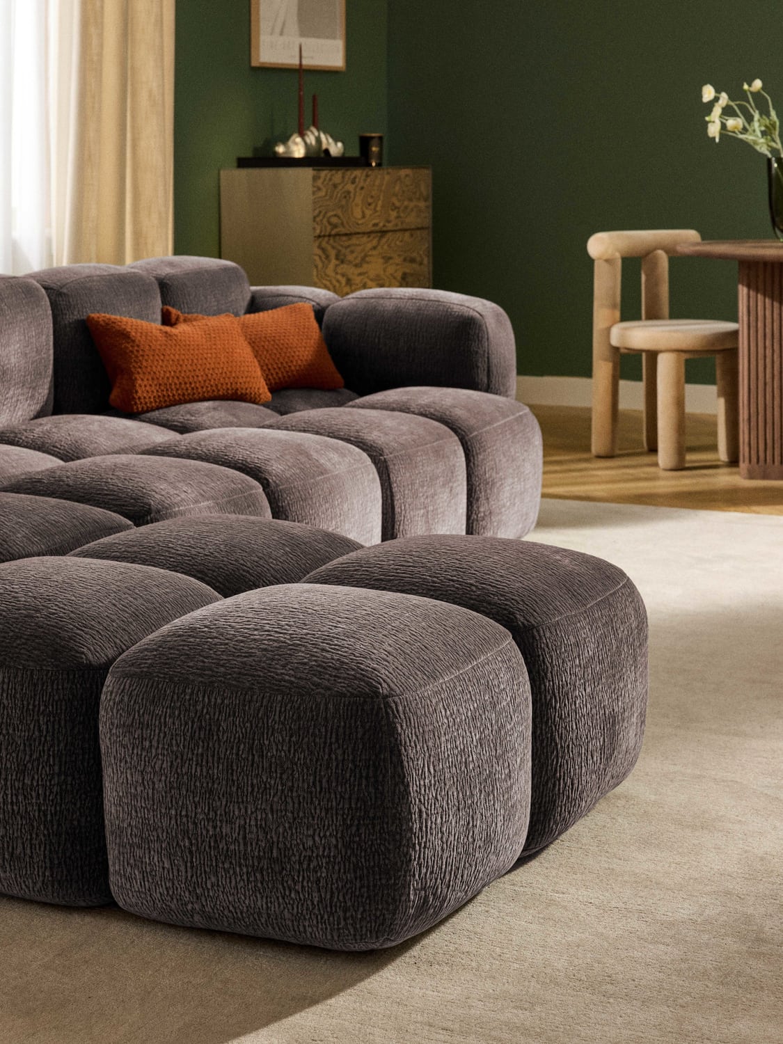 Tayla Sofa Ottoman — Dark Grey