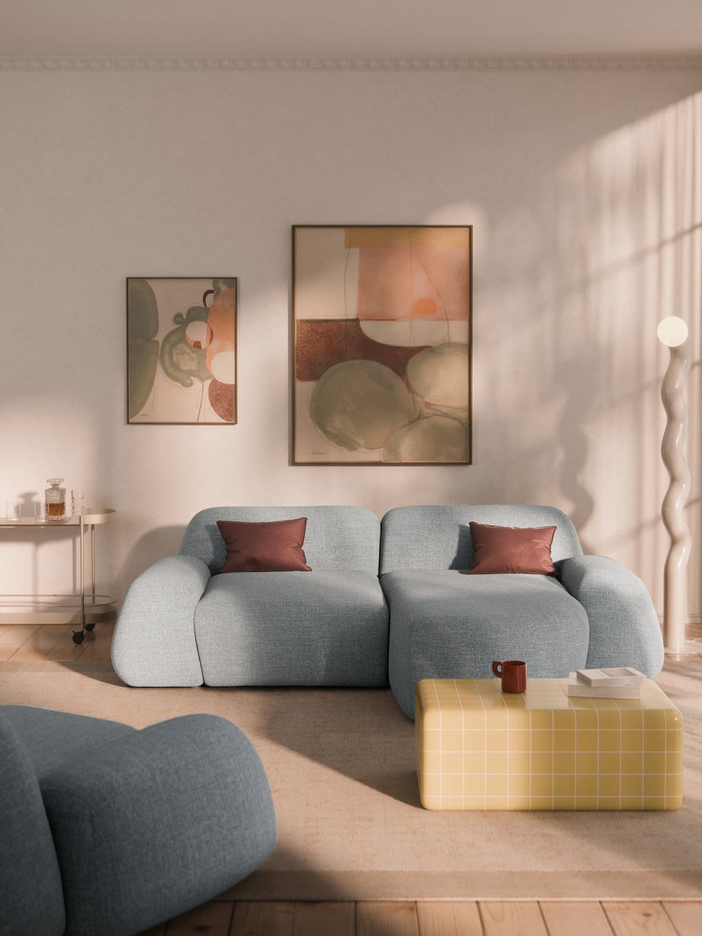 Wolke Modular Bouclé Corner Sofa (3-seater) — Pearl Grey
