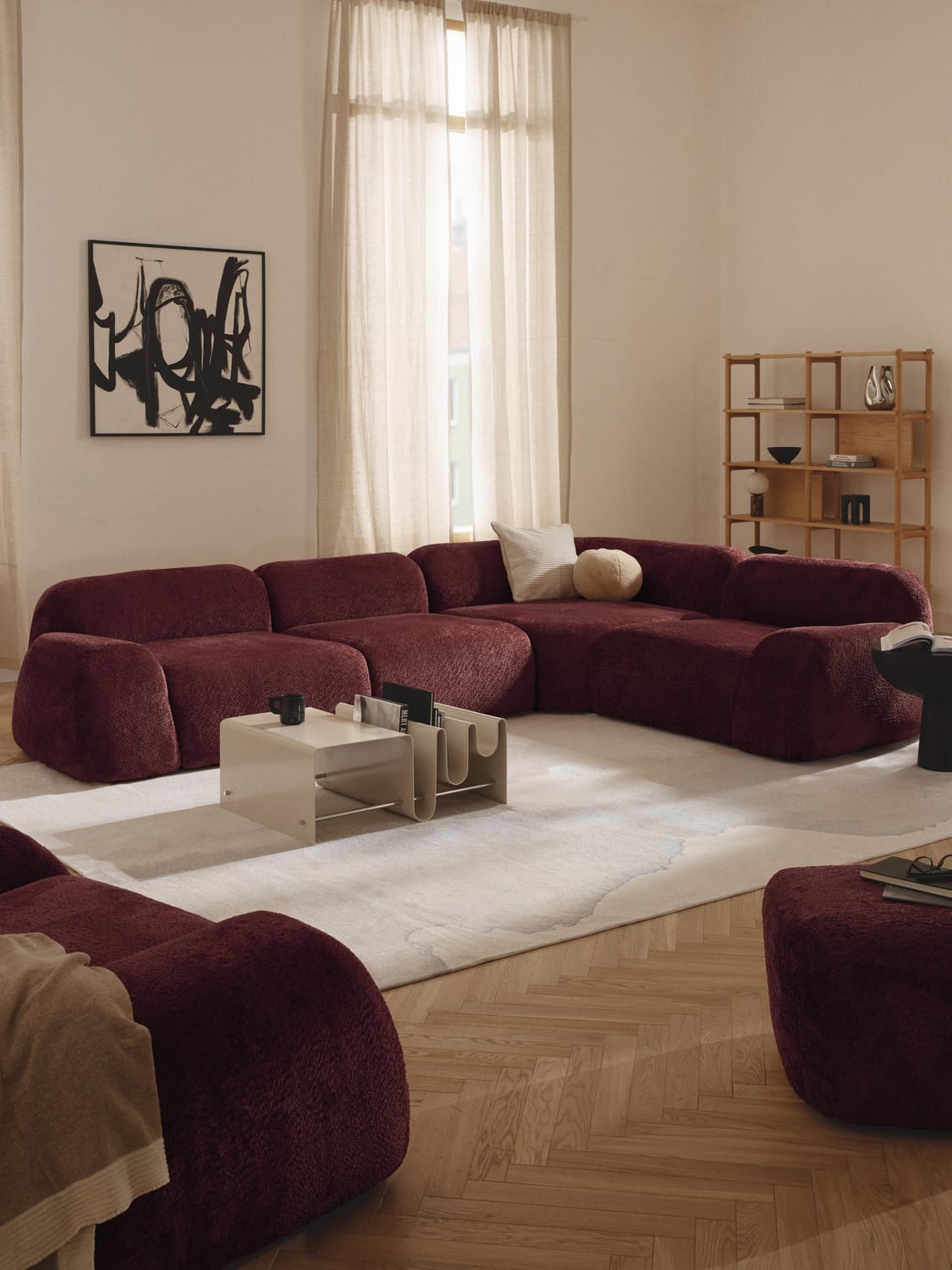 Wolke Modular Teddy Bouclé Corner Sofa (4-seater) — Brown