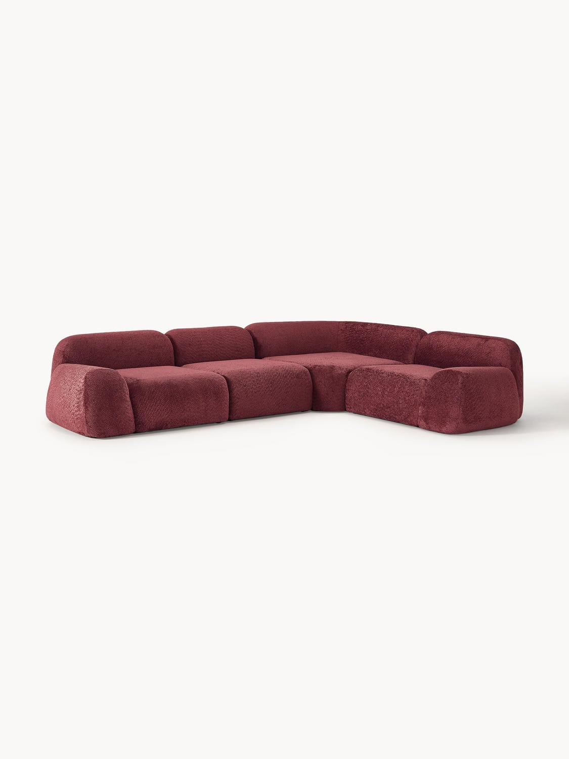 Wolke Modular Teddy Bouclé Corner Sofa (4-seater) — Brown