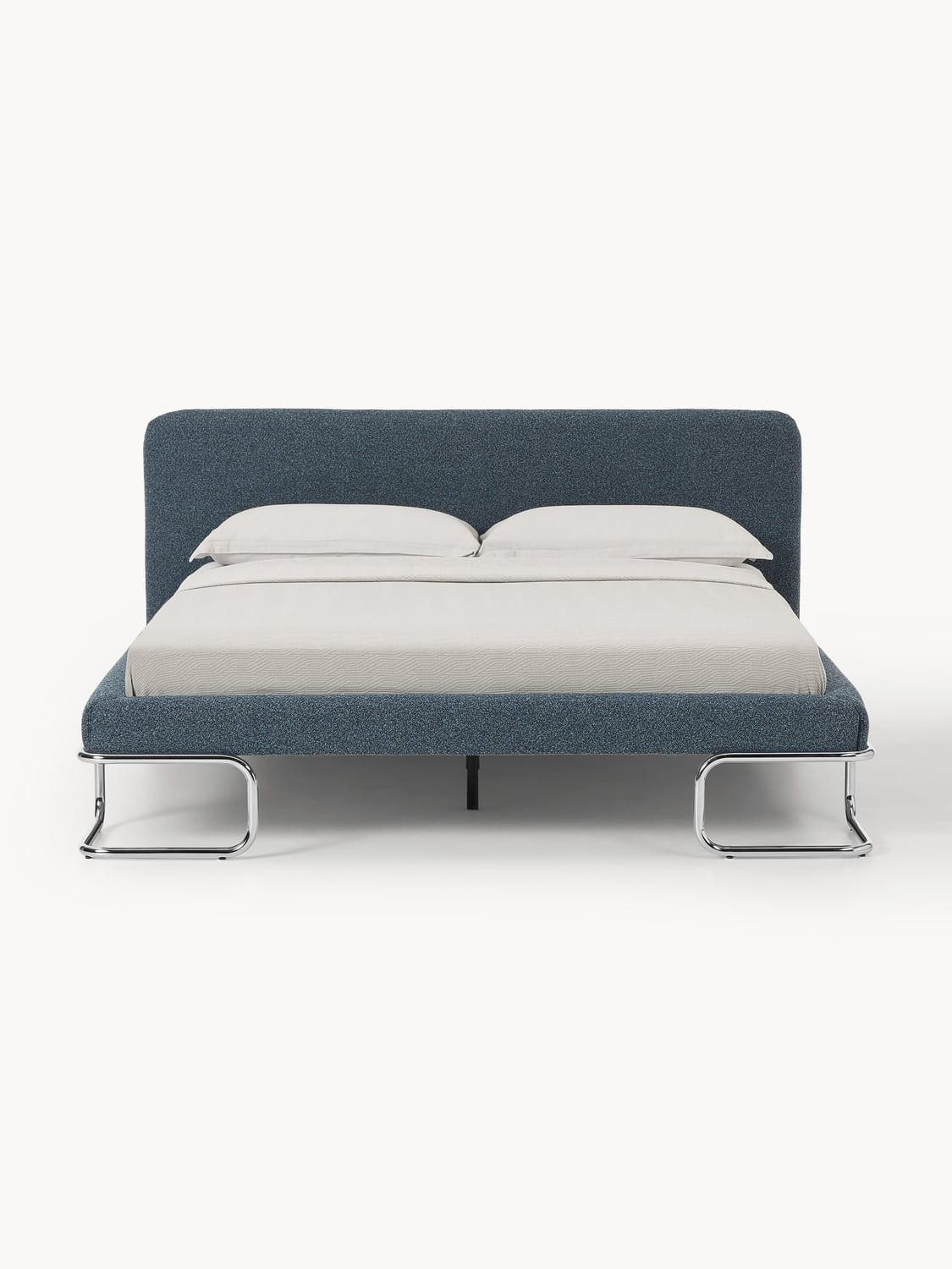 Olina Bouclé Upholstered Bed with Metal Legs