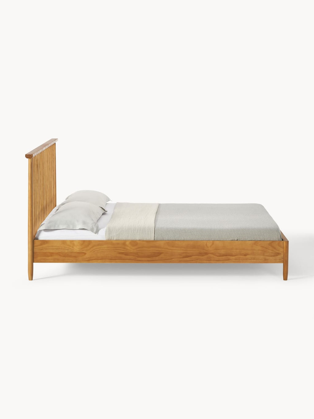 Windsor Wooden Bed with Headboard in Pine — Oatmeal