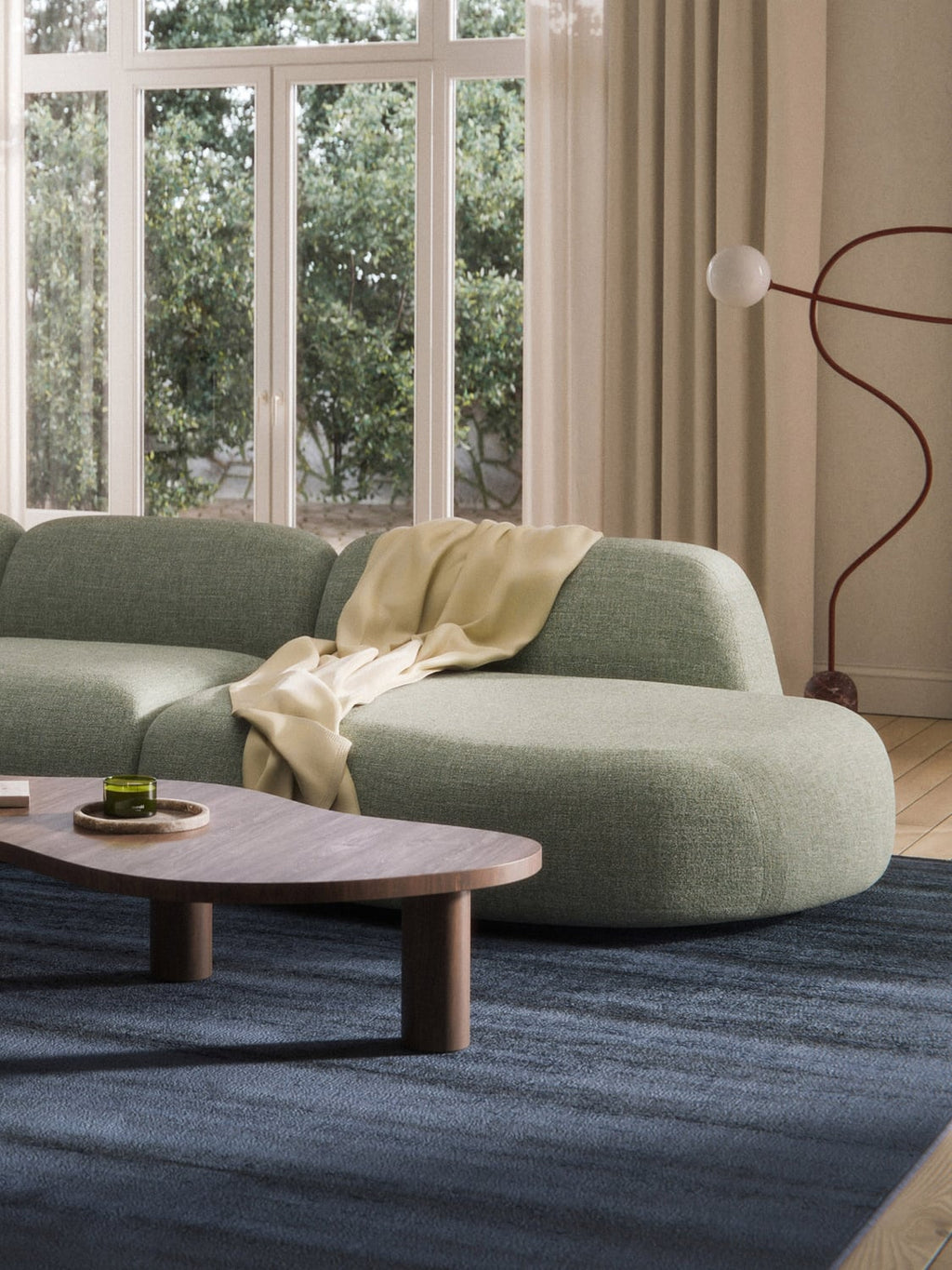 Wolke Bouclé-Chaise-Module — Oatmeal
